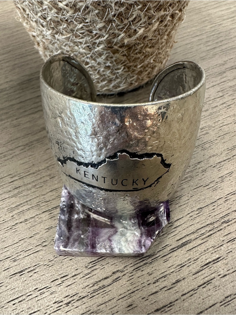 Kentucky Silver-Tone Hammered Cuff Bracelet